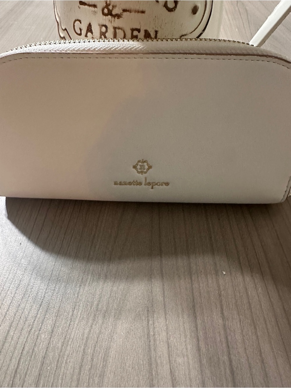 Nanette Lepore Cream Zip Wallet with Gold Logo - Picture 4 of 10